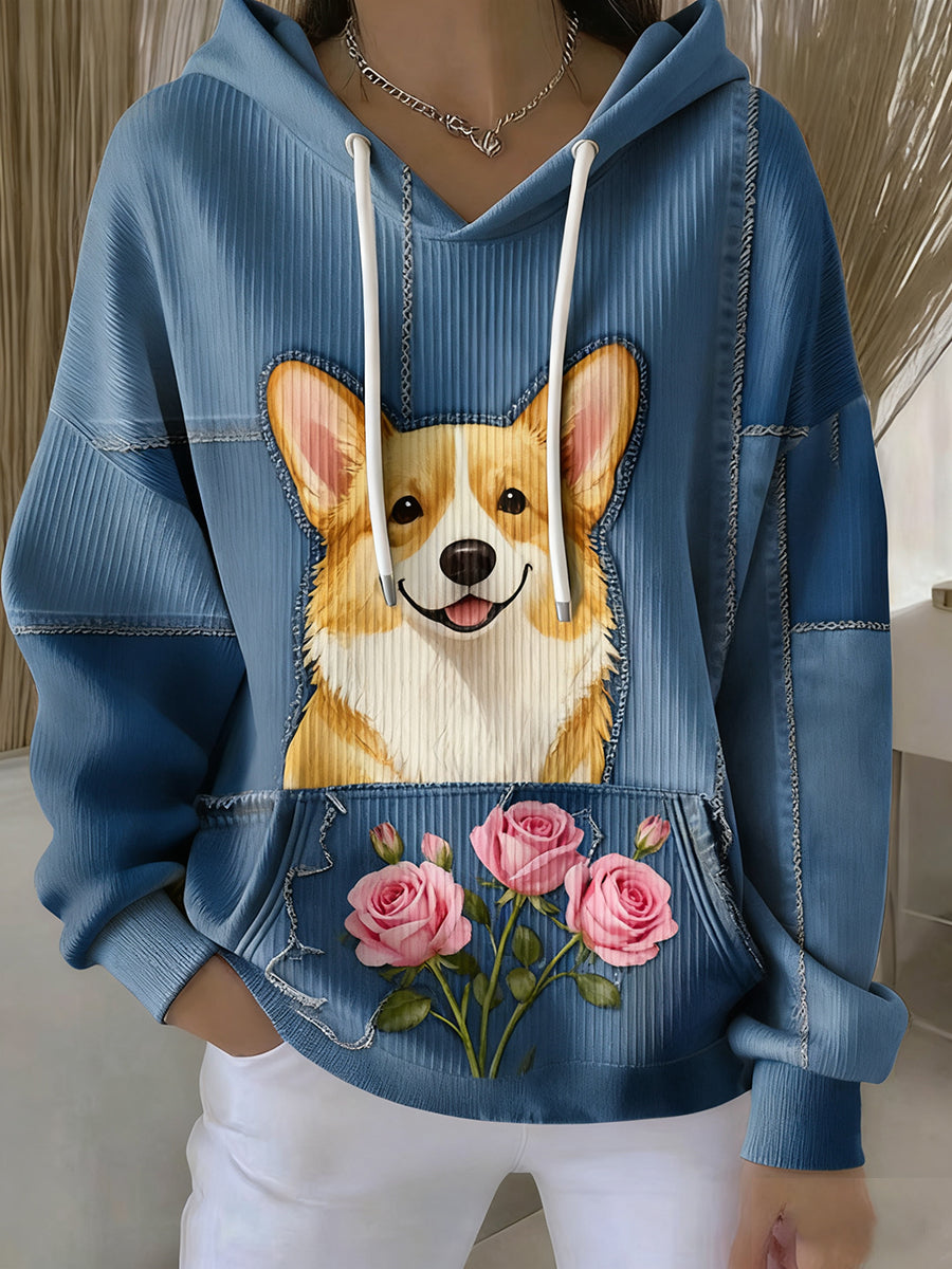 Femmes Vintage Animal Art Print Casual Retro Hoodi