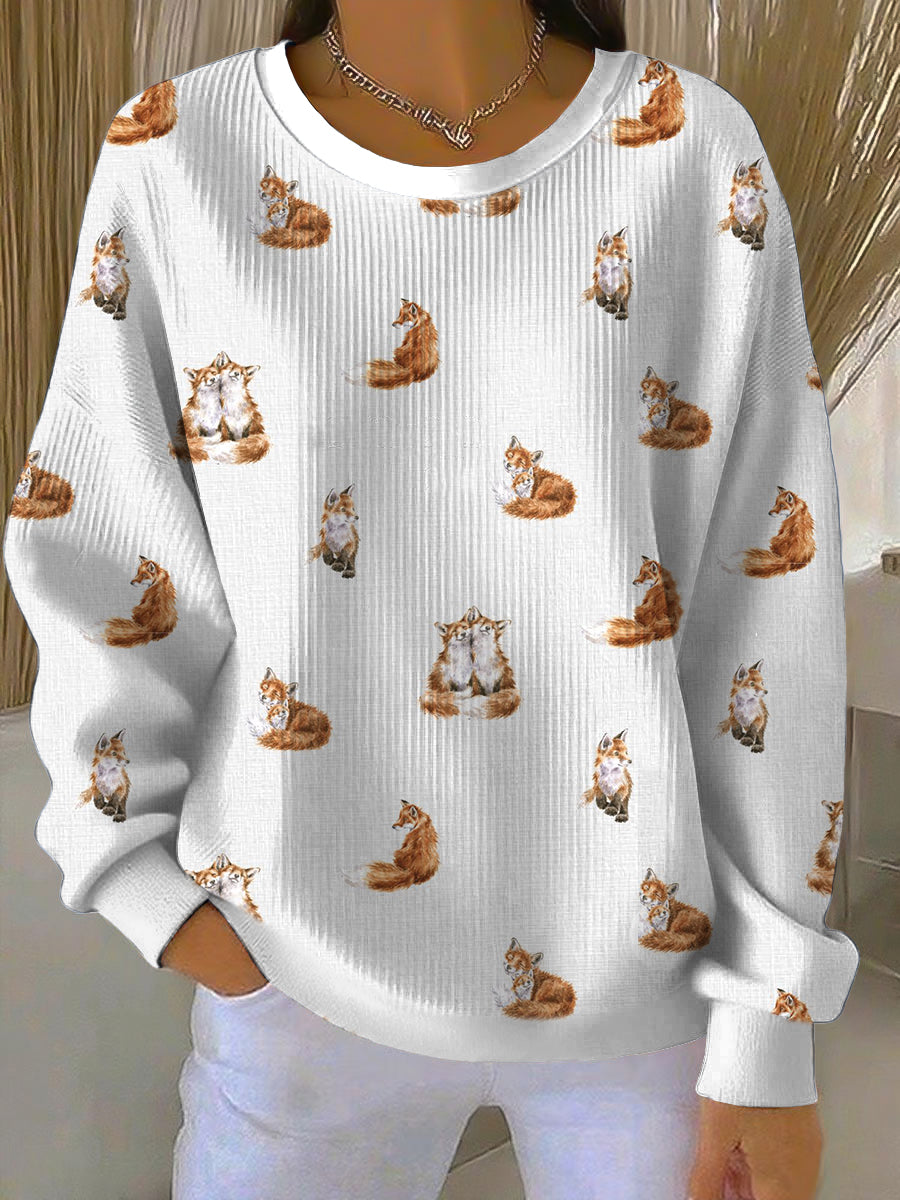 Lovely Fox Print Sweatshirt Femme