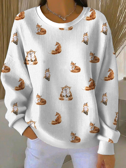 Lovely Fox Print Sweatshirt Femme