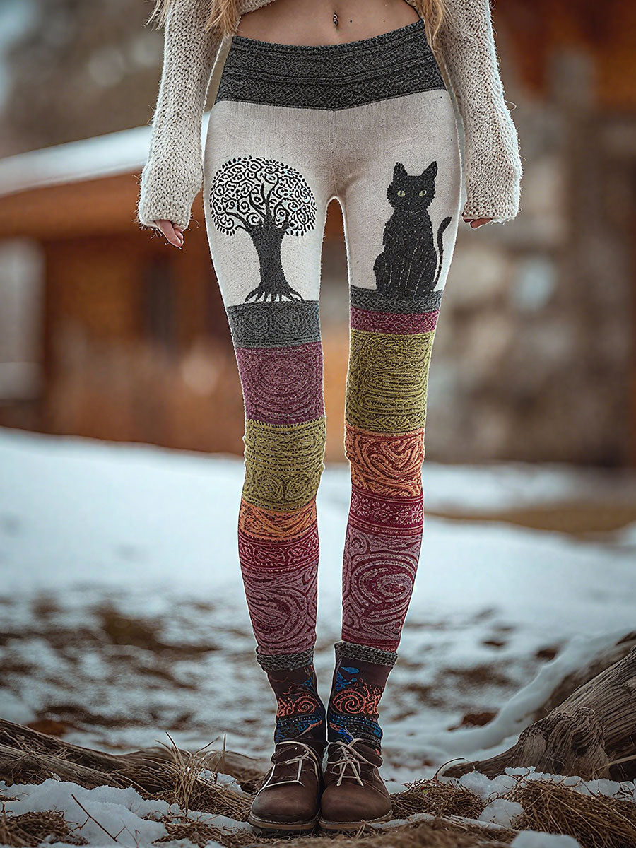 Legging à imprimé chat Tree of Life Femme