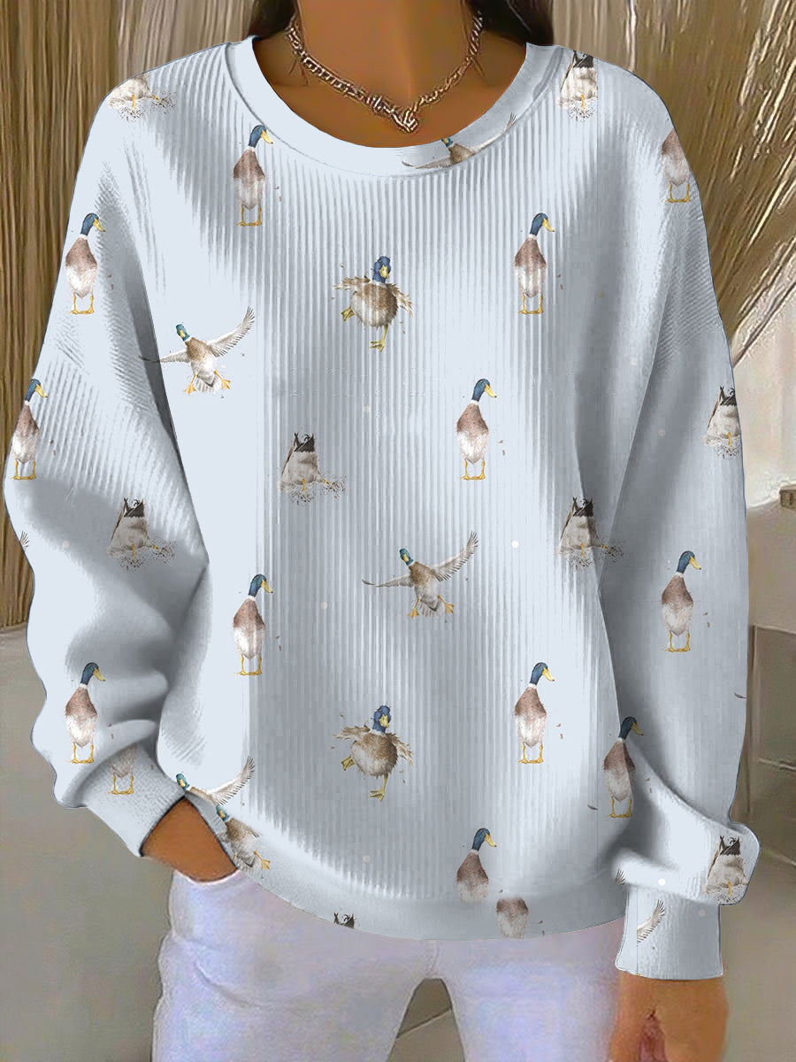 Sweatshirt Charming Duck Print pour femme