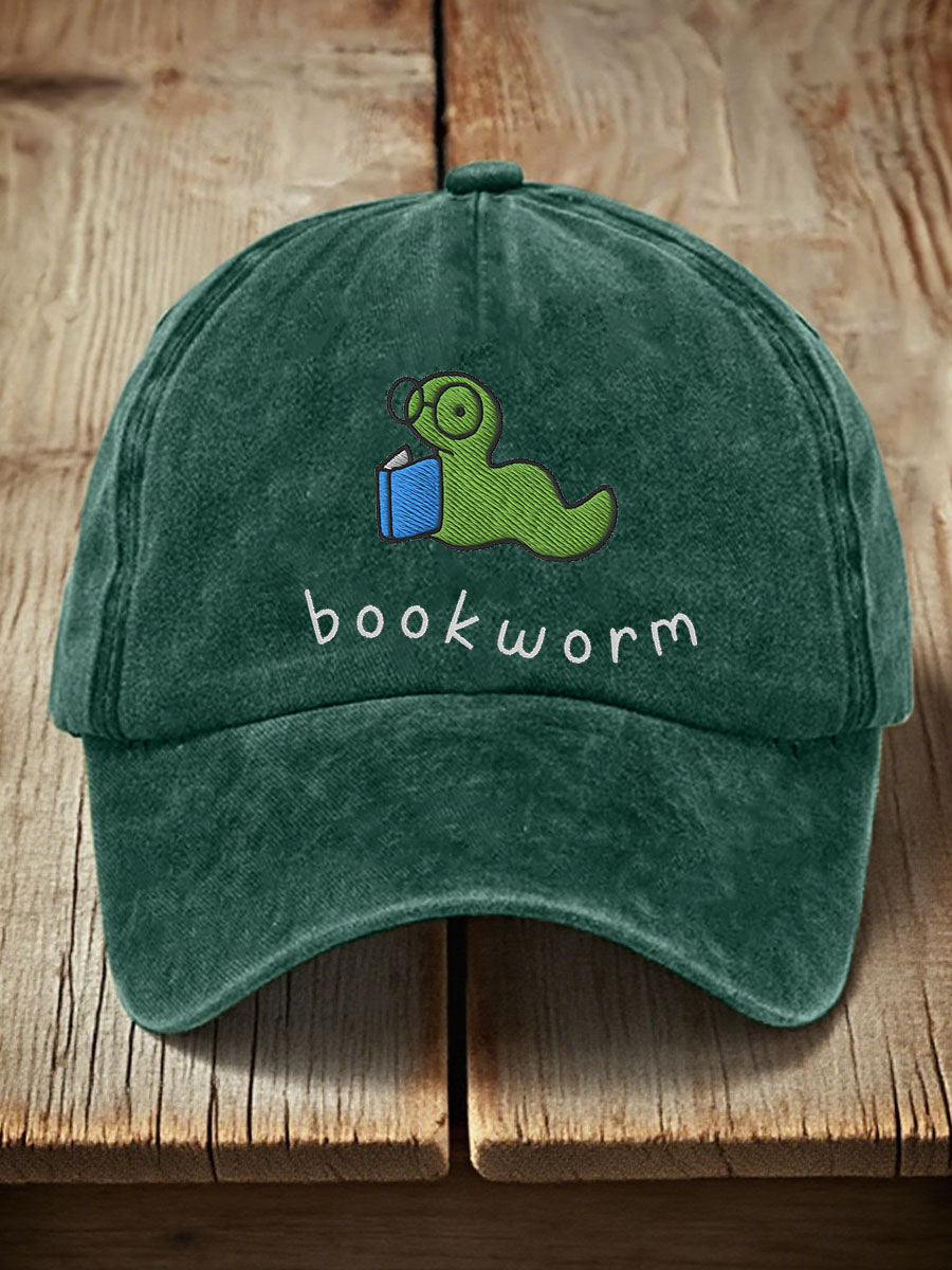 Chapeau vintage brodé unisexe Bookworm
