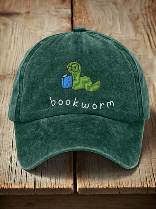 Chapeau vintage brodé unisexe Bookworm