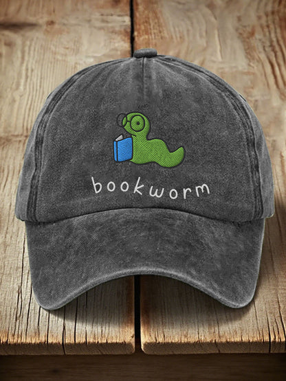 Chapeau vintage brodé unisexe Bookworm