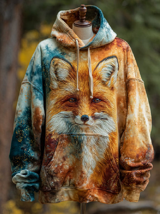 Sweat à capuche décontracté Fox Art Print pour hommes