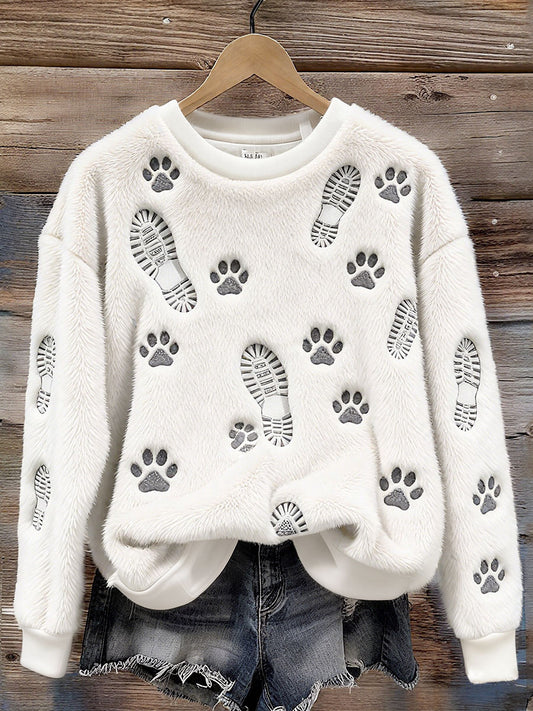 Sweat-shirt en flanelle pour femmes avec pulls molletonnés animaux et humains