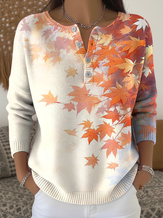 Thanksgiving Abstract Maple Leaf Art V-Neck Top pour femme