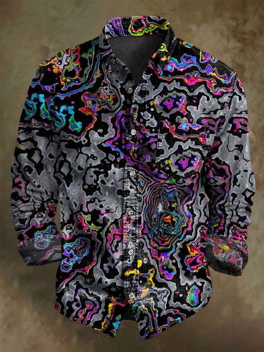 Chemise décontractée à manches longues imprimée abstraite colorée