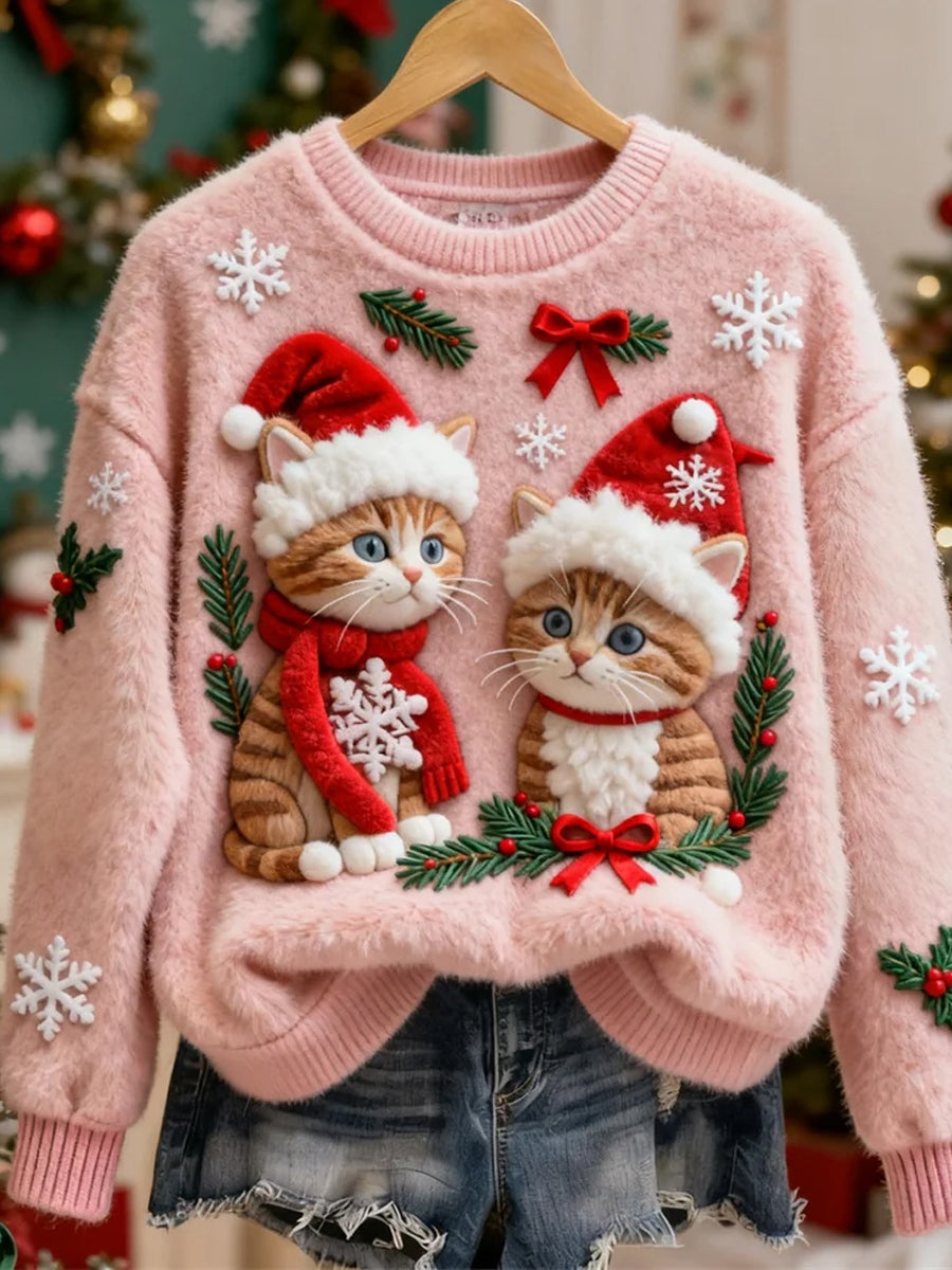 Haut en flanelle décontracté imprimé animal de Noël rétro pour femmes