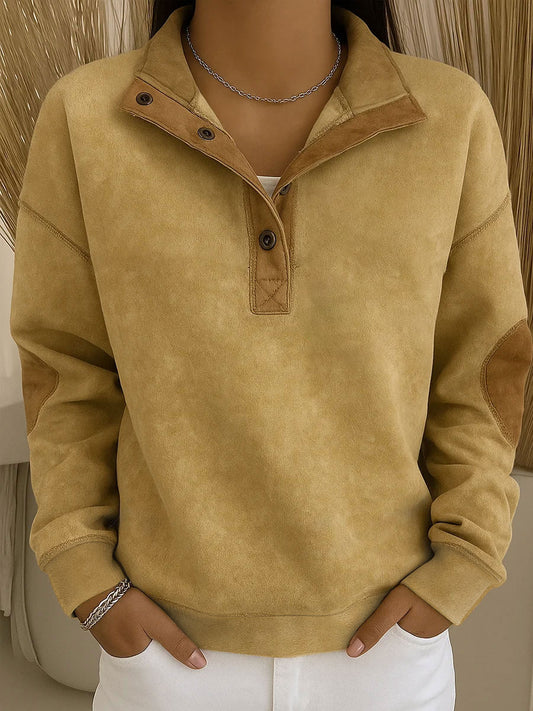 Sweatshirt de couleur unie de style occidental des femmes