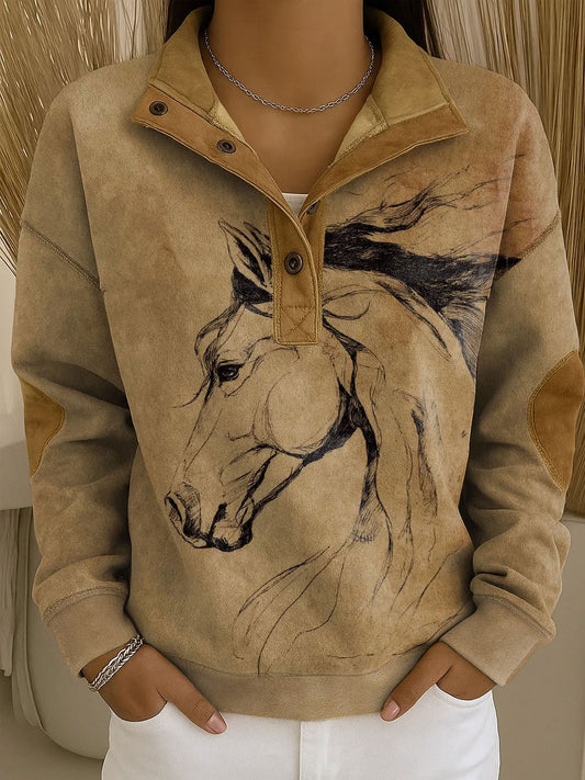 Sweatshirt Femme Western Style Art Imprimé