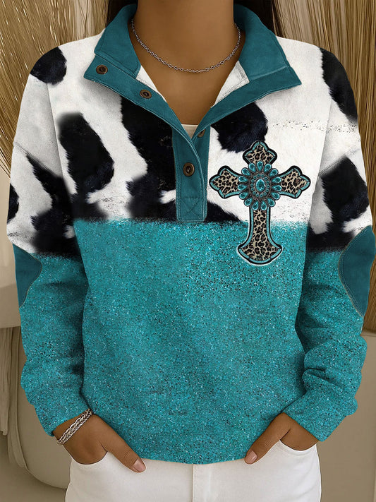 Sweatshirt Femme Western Style Art Imprimé