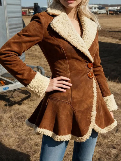 Veste décontractée en peluche rétro pour femmes