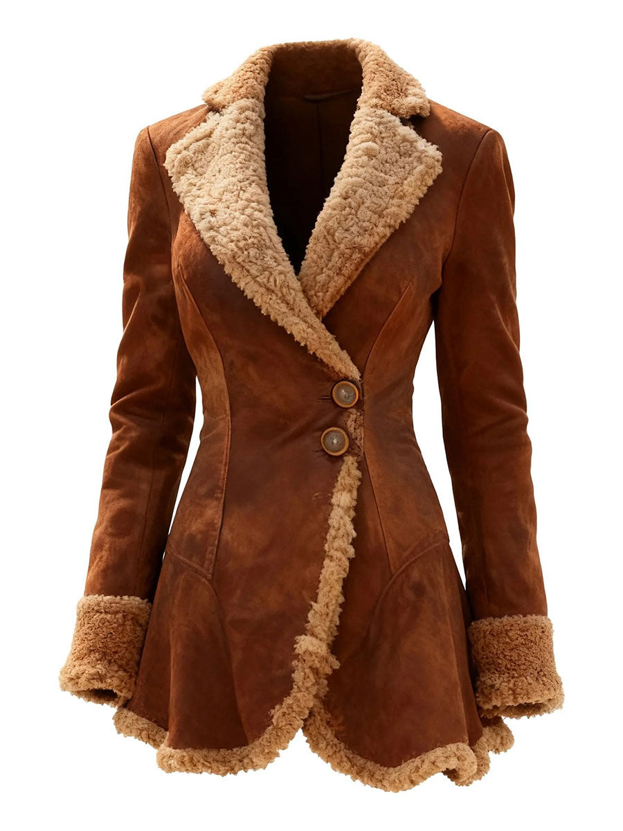 Veste décontractée en peluche rétro pour femmes