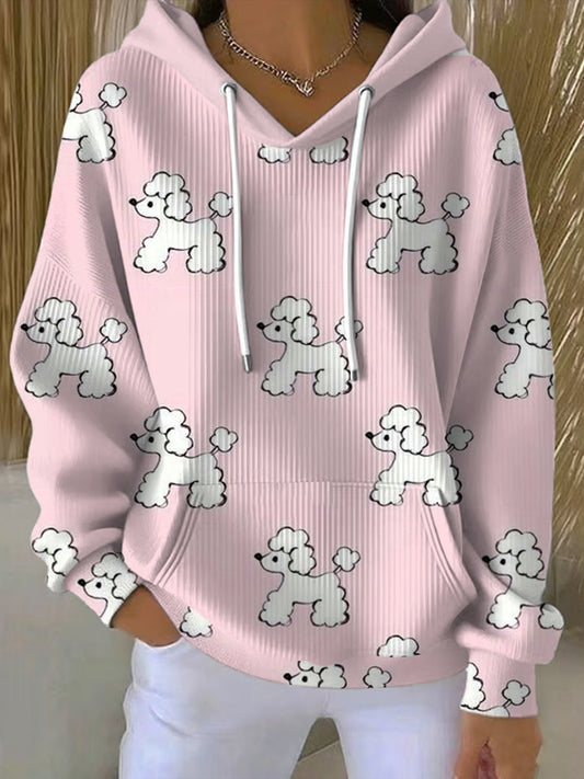 Lovely Pink Poodle Imprimer Hoodie des femmes