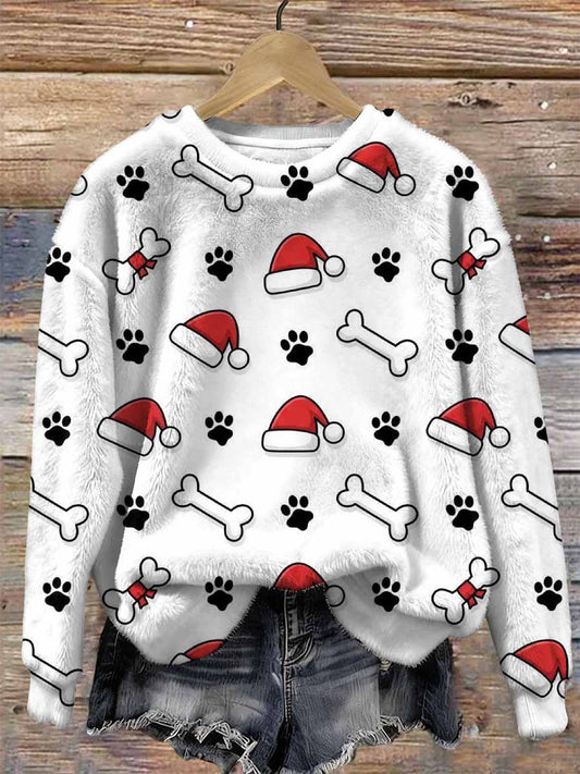 Sweat-shirt à manches longues à motif de Noël vintage