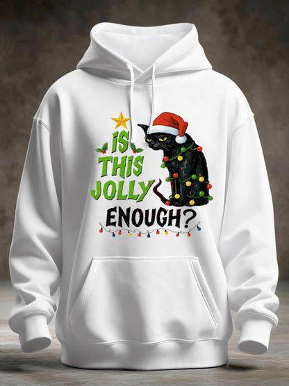 Le chat noir de Noël drôle d'hommes est ce assez Jolly? Sweat à capuche décontracté