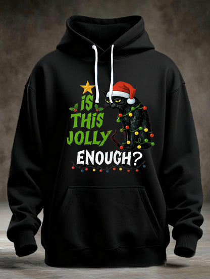 Le chat noir de Noël drôle d'hommes est ce assez Jolly? Sweat à capuche décontracté