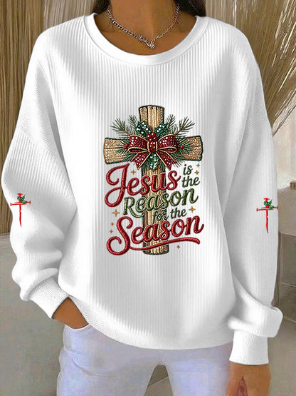 Les femmes esus est la raison du sweat-shirt côtelé à col rond croisé de la saison