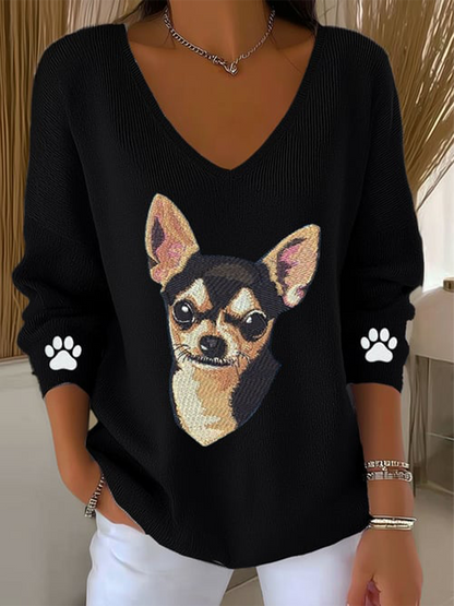 Haut à manches longues pour femmes Cute Dog