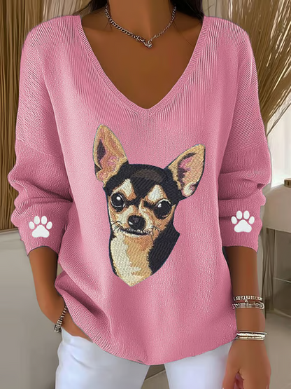 Haut à manches longues pour femmes Cute Dog
