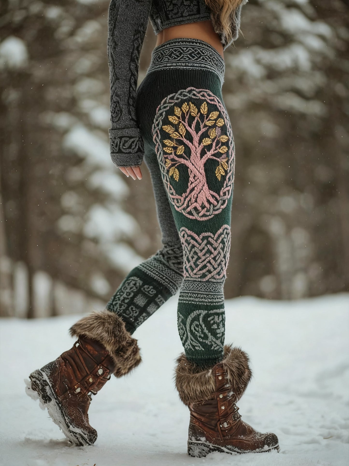 Legging confortable à motif de viking arbre de vie pour femmes