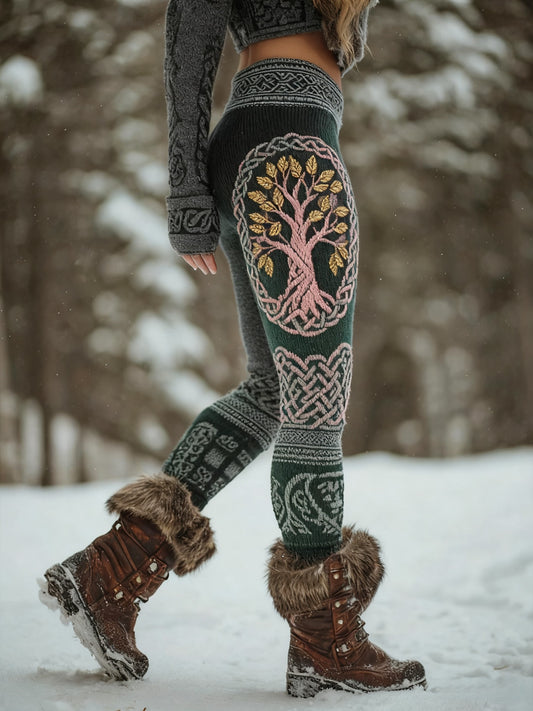 Legging confortable à motif de viking arbre de vie pour femmes