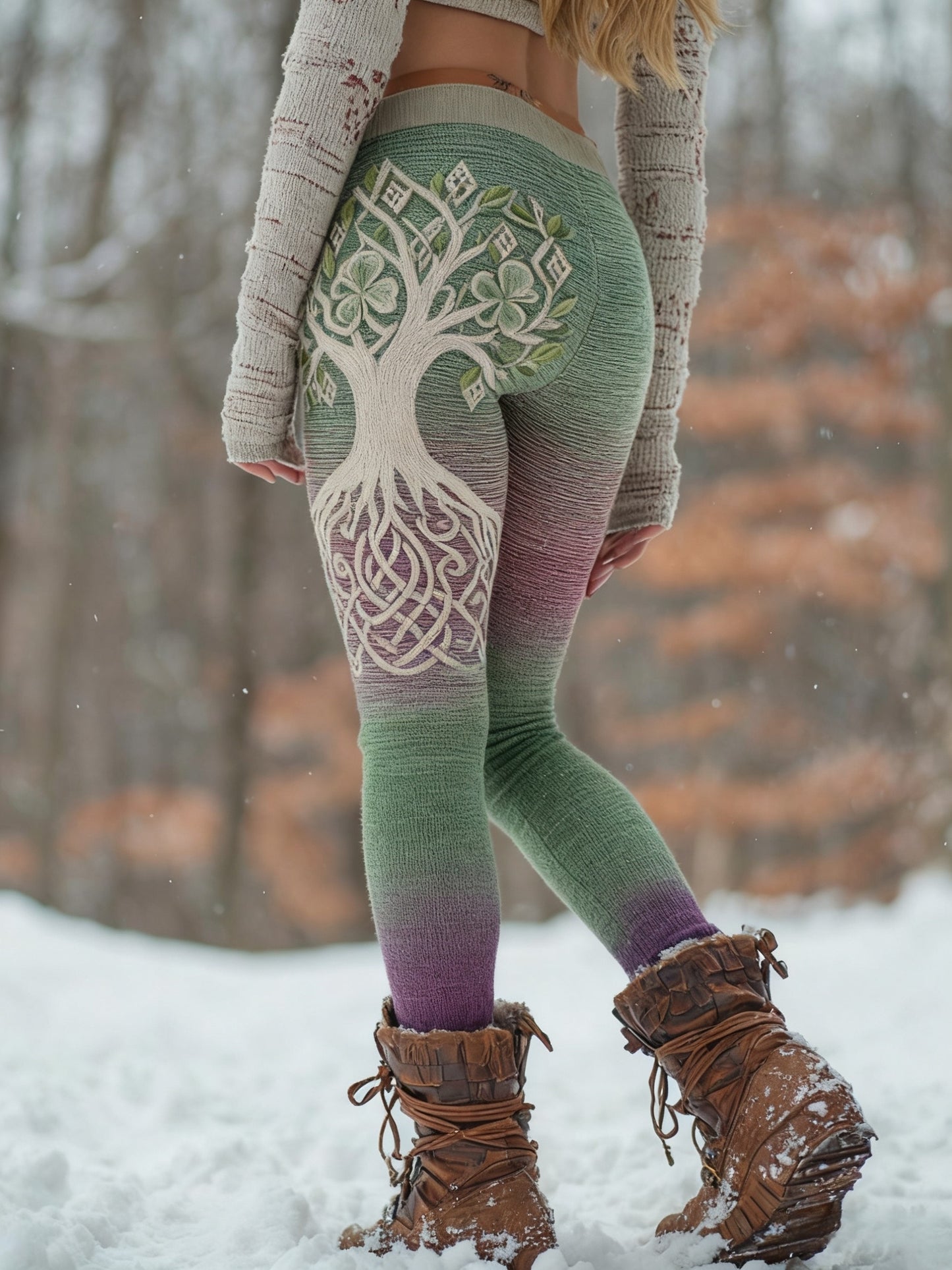 Leggings confortables Viking Tree Of Life à motif dégradé pour femmes