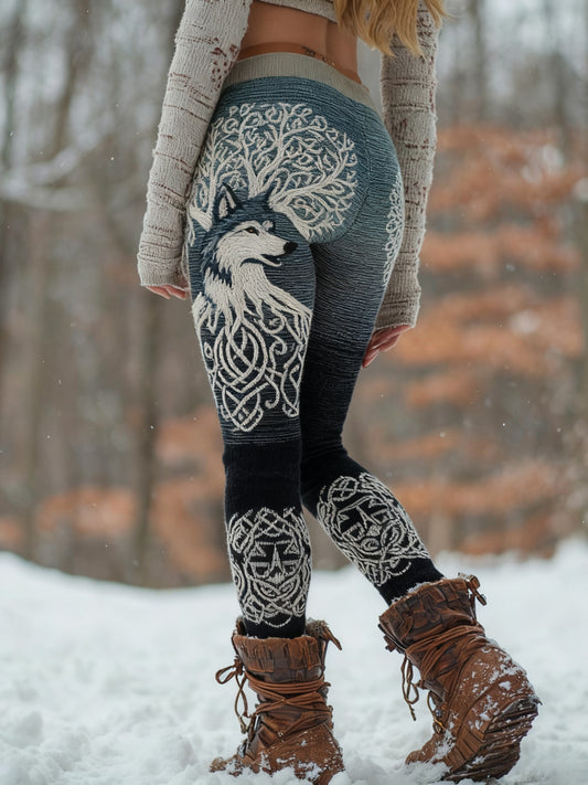Legging confortable pour femme Viking Wolf Tree Of Life Pattern