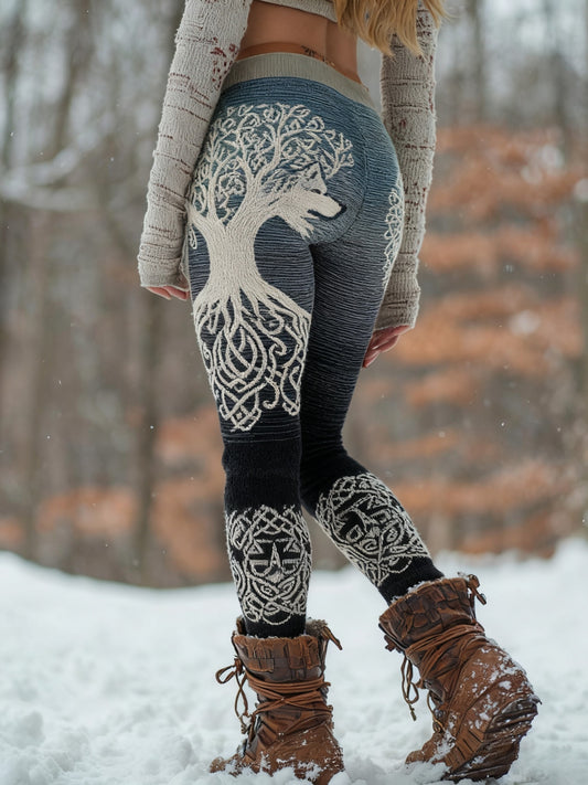 Legging confortable pour femme Viking Wolf Tree Of Life Pattern