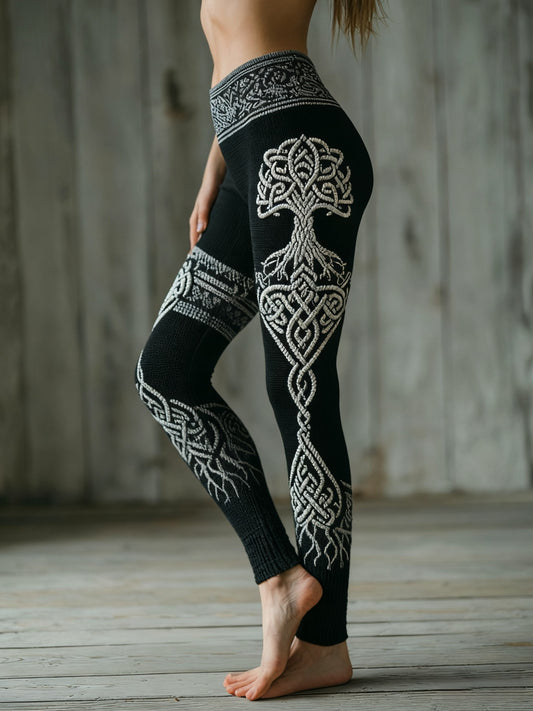 Legging confortable à motif de viking arbre de vie pour femmes