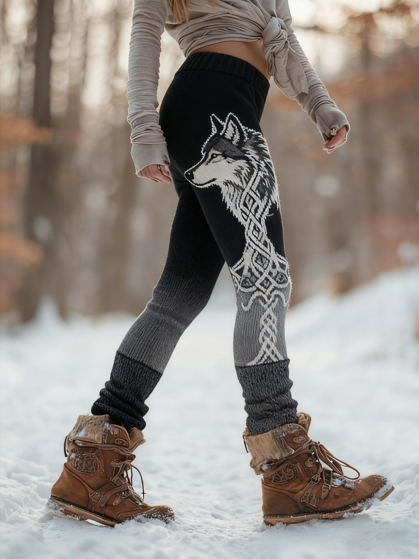 Legging confortable pour femme Viking Wolf Tree Of Life Pattern