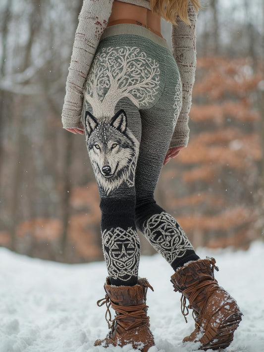 Legging confortable pour femme Viking Wolf Tree Of Life Pattern