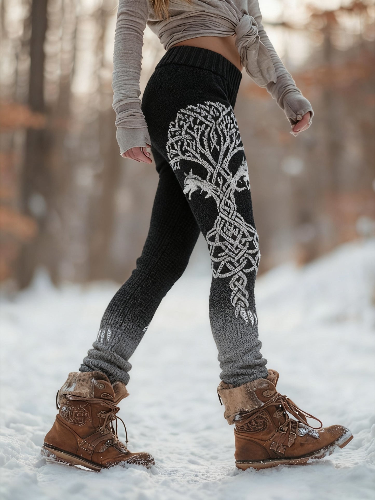 Legging confortable pour femme Viking Wolf Tree Of Life Pattern