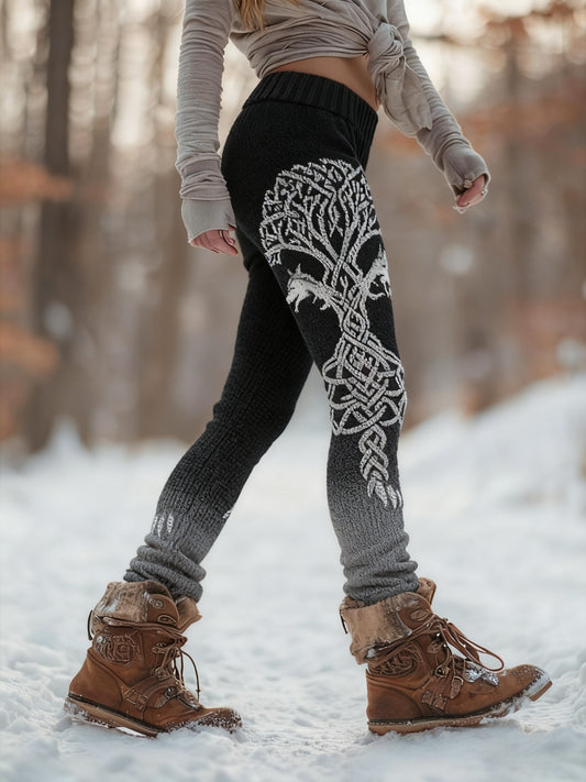 Legging confortable pour femme Viking Wolf Tree Of Life Pattern