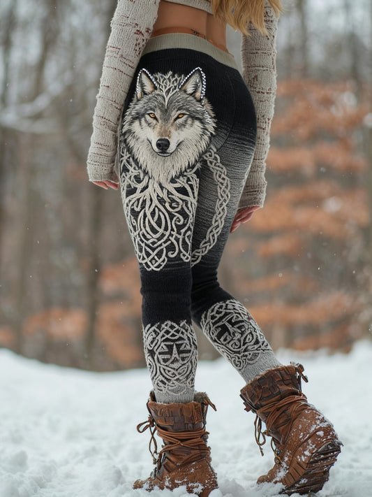 Legging confortable pour femme Viking Wolf Tree Of Life Pattern