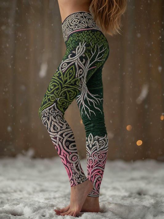 Leggings confortables Viking Tree Of Life à motif dégradé pour femmes