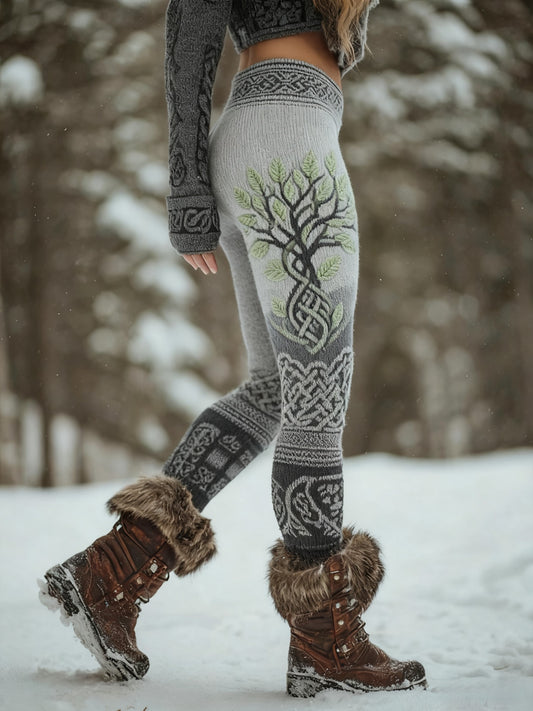 Legging confortable à motif de viking arbre de vie pour femmes