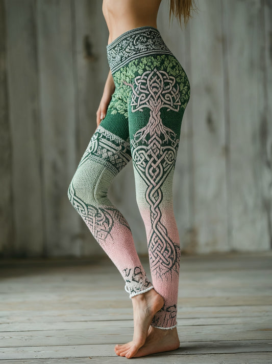 Legging confortable multicolore à motif viking arbre de vie pour femme