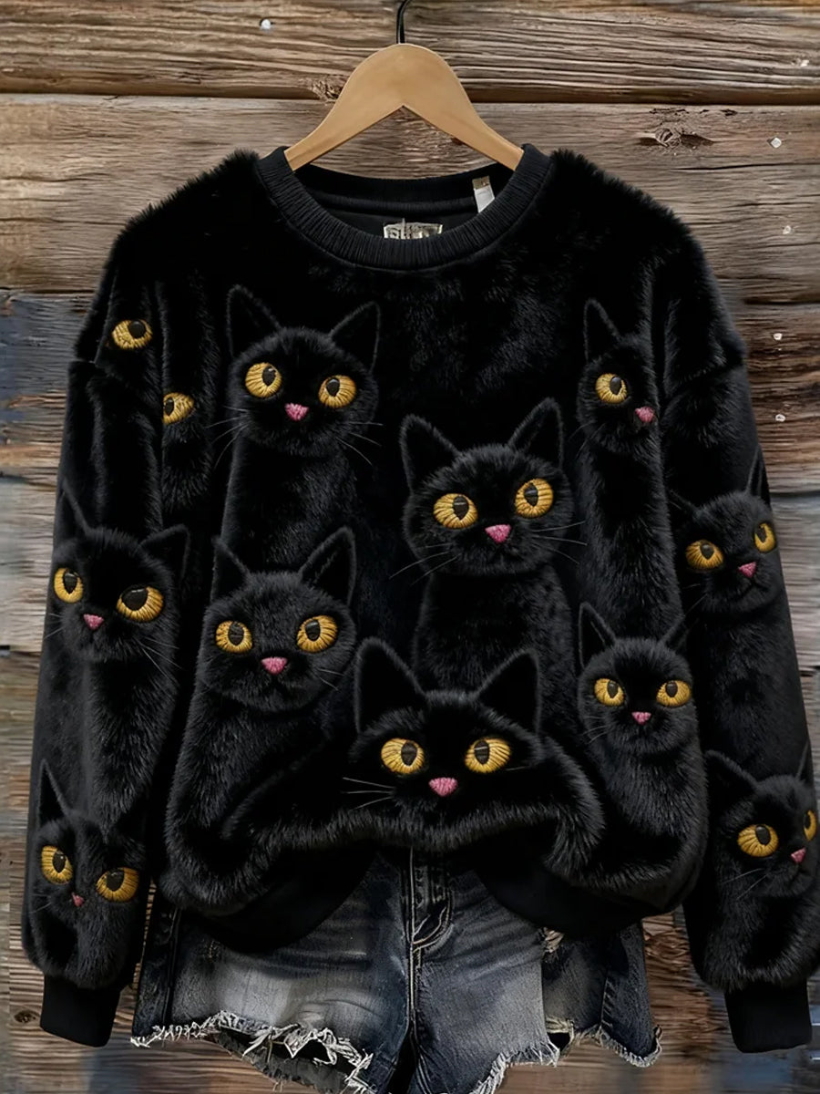 Rétro Animal Art Print confortable Flanelle Sweatshirt des femmes