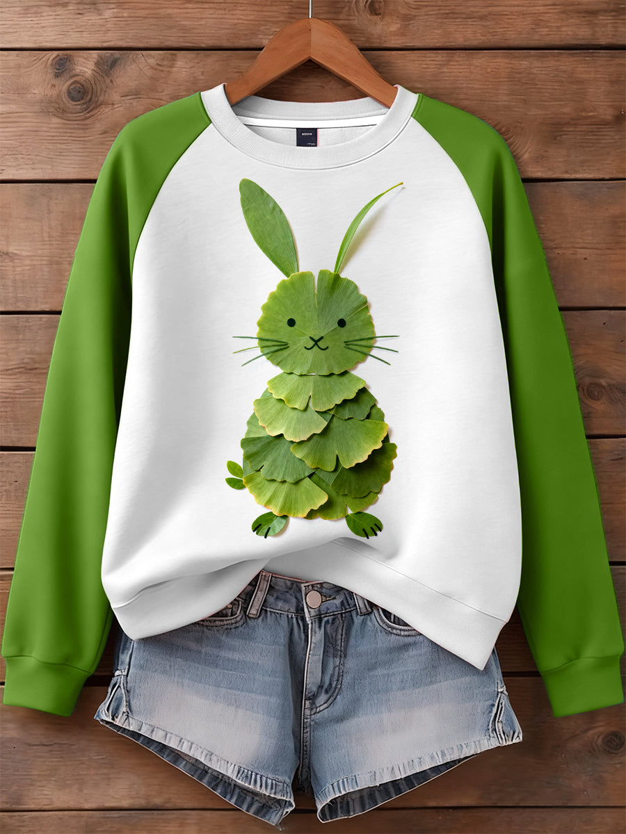 Sweatshirt Femme Motif Feuille de Ginkgo Lapin