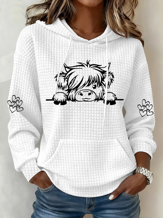 Haut décontracté Highland Cow Print Femme