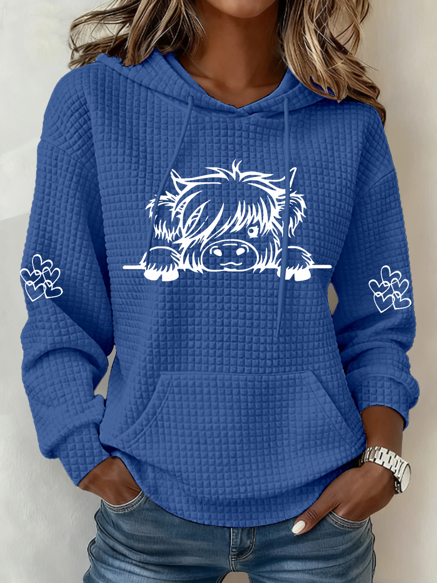 Haut décontracté Highland Cow Print Femme