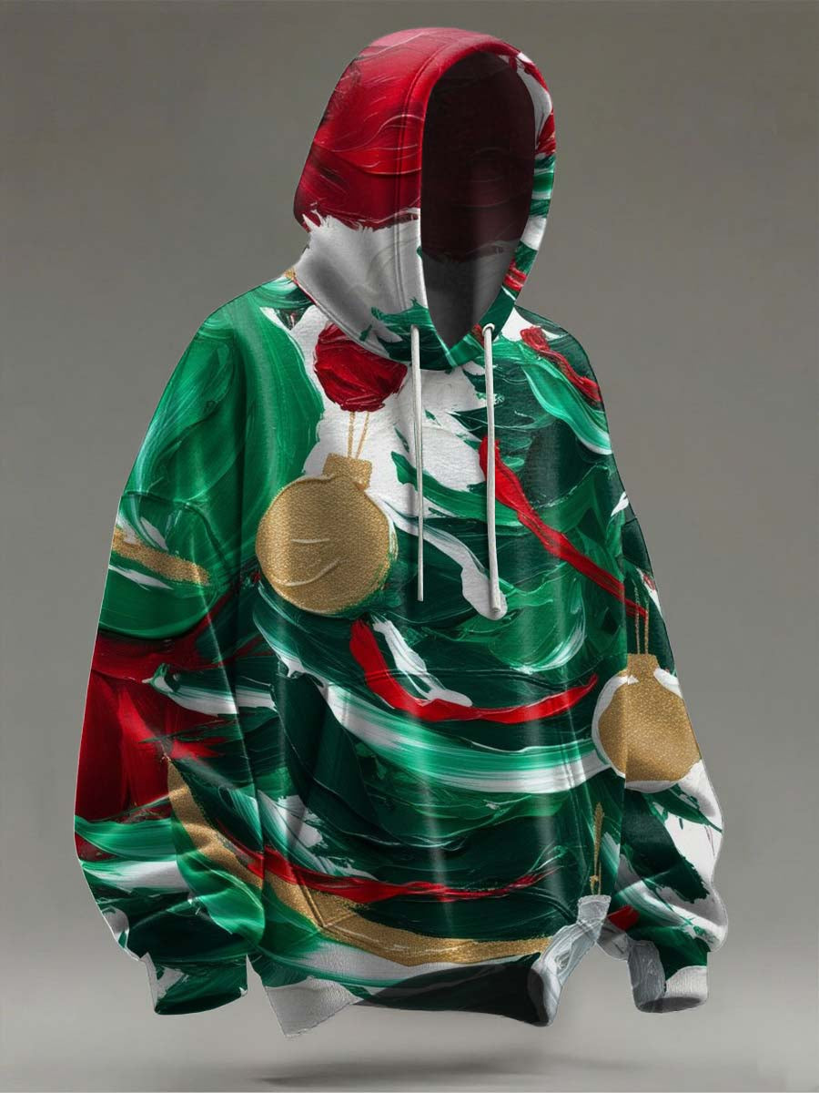 Sweat à Capuche Décontracté Imprimé Noël Abstrait