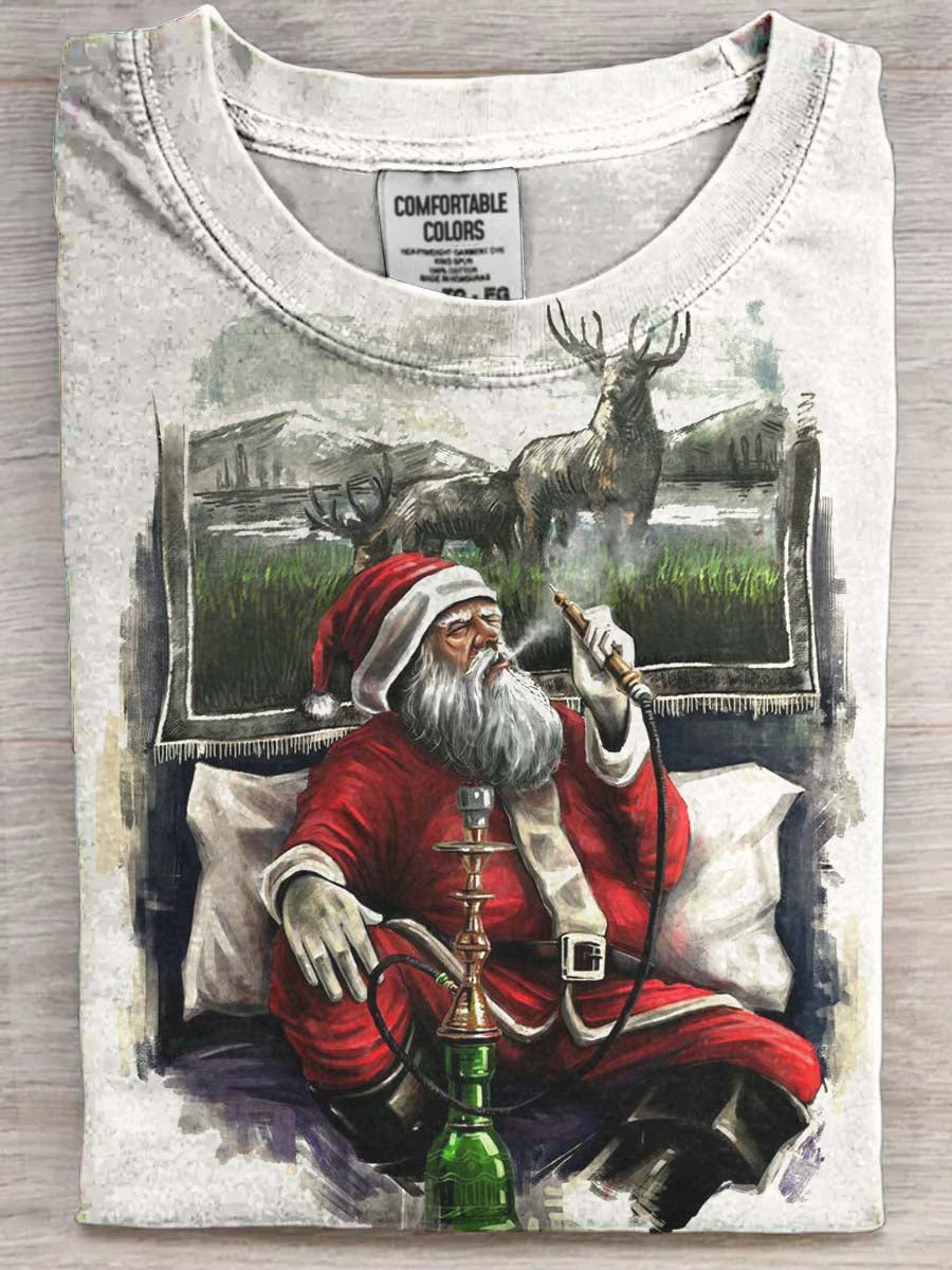 T-shirt à manches courtes à imprimé tabac du père Noël