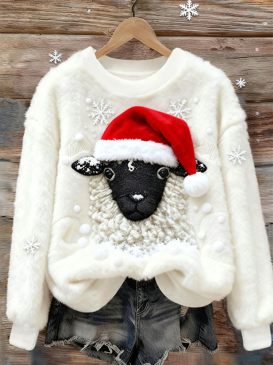 Sweat-shirt en flanelle Art animal mignon de Noël pour femmes