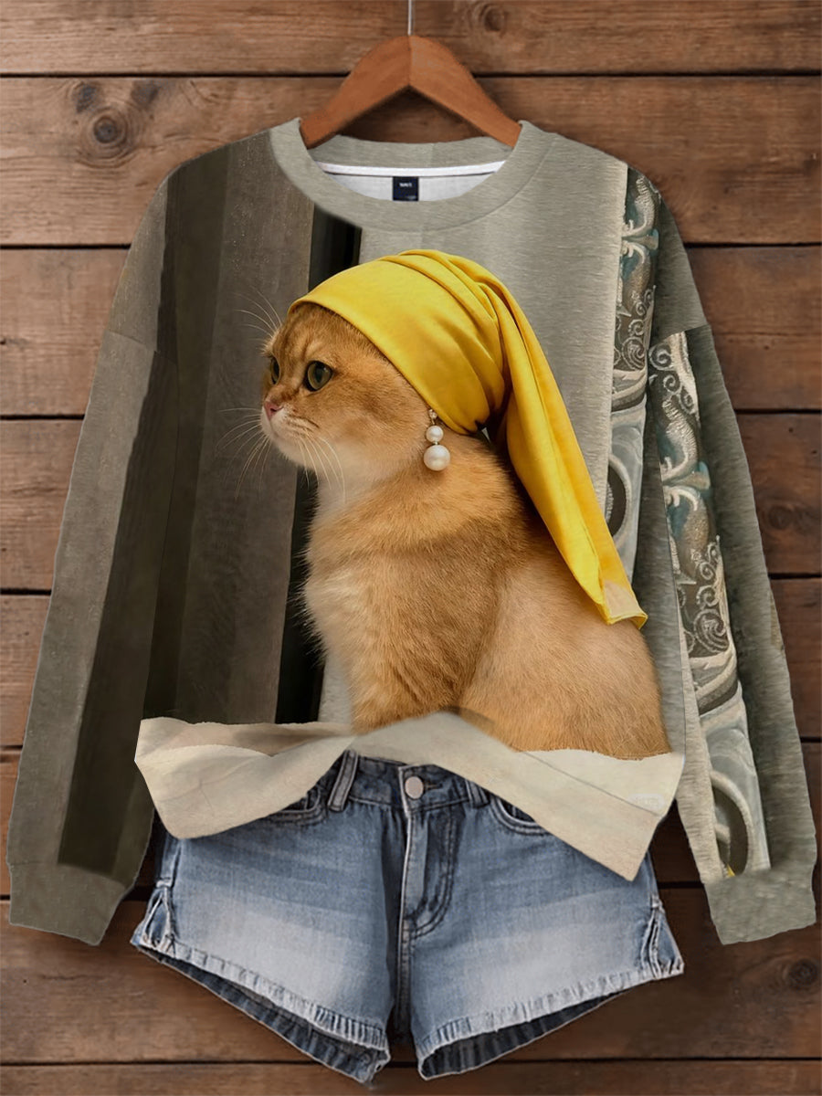 Sweat-shirt Mignon Chat Femme