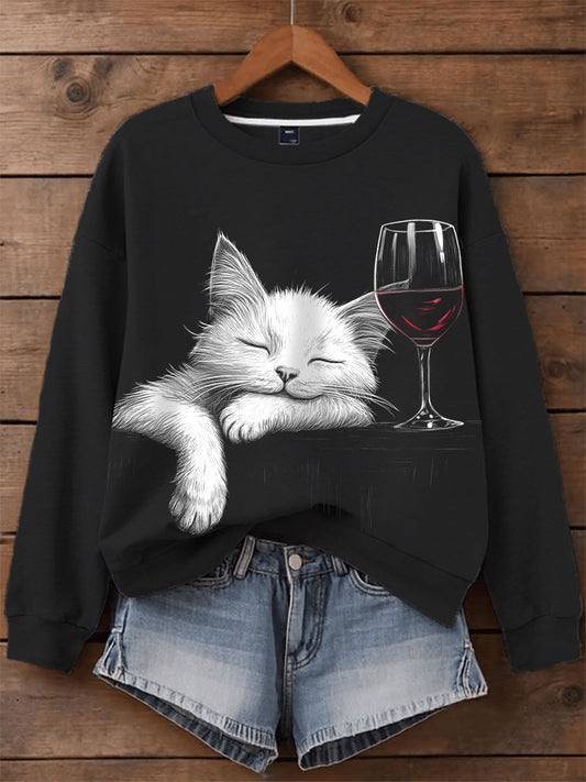 Sweat-shirts pour chats à boire du vin rouge