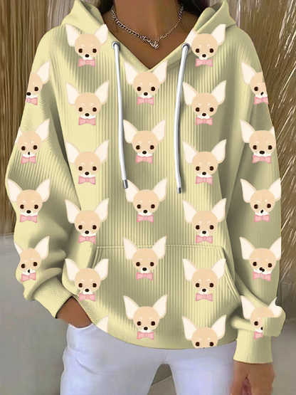 Sweat à capuche imprimé Chihuahua pour femme