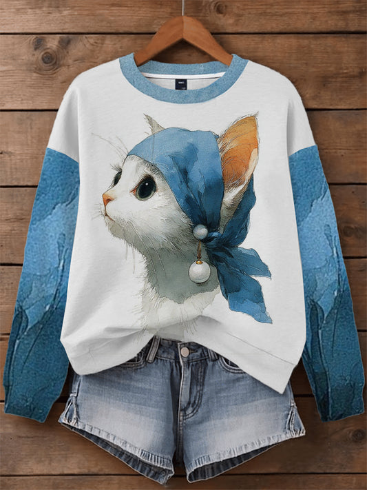 Sweat-shirt Mignon Chat Femme